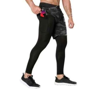 tactical gym shorts with leggings 2-in-1 compression workout wear men’s tactical activewear quick-dry compression leggings performance gym shorts