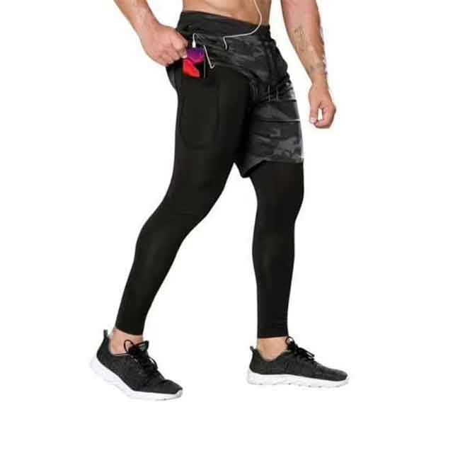tactical gym shorts with leggings 2-in-1 compression workout wear men’s tactical activewear quick-dry compression leggings performance gym shorts